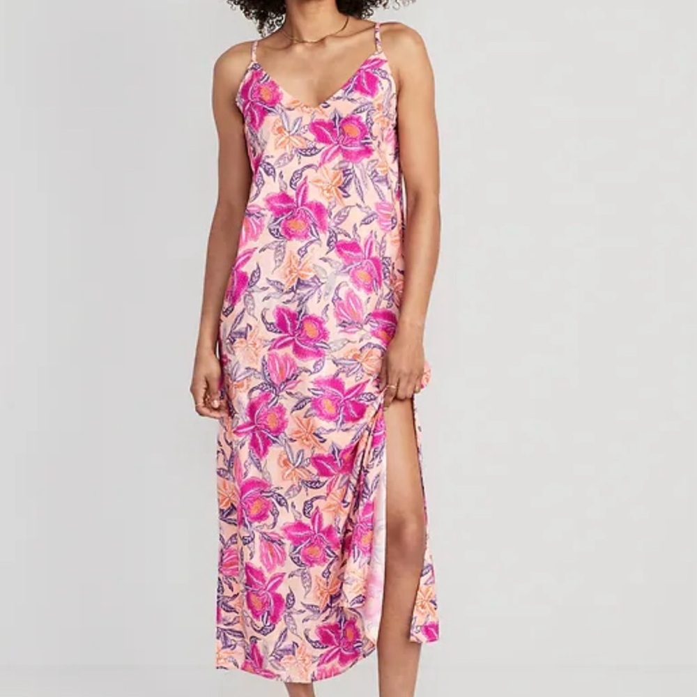 OLD NAVY Peach Floral Maxi Dress NWT